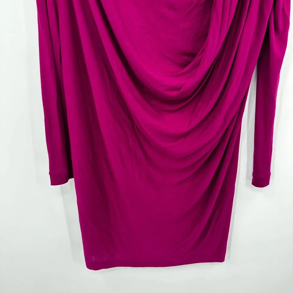 MALENE BIRGER Nahuda Dress Magenta Viscose Drape‎ Midi Long Sleeve Small